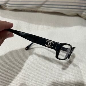 Sold CHANEL Black Reading Glassss with Rhinestone Logo
